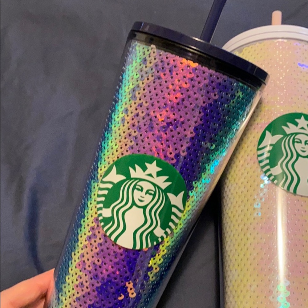 2 Starbucks holiday sequin tumblers